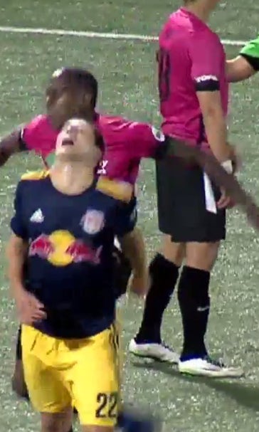Soccer player attacks opponent from behind with brutal kick to the back